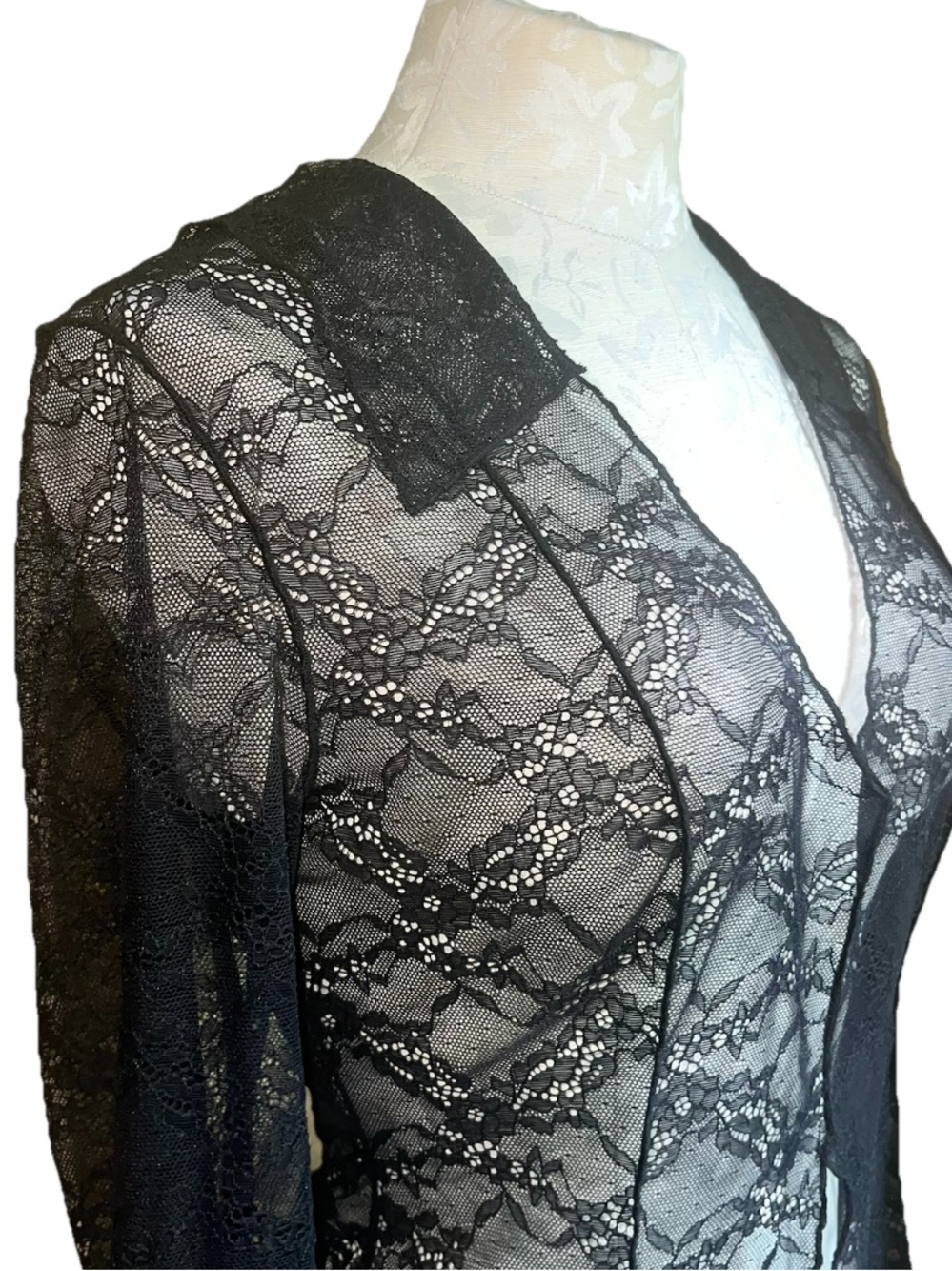 Urban Outfitters Moonlit Sheer Black Lace Flyaway Top - Size Medium - Picture 6 of 14